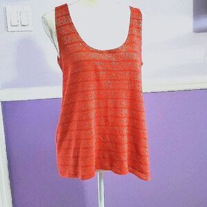Kiara Vintage Orangy Golden  Accent Nightout Tank Top